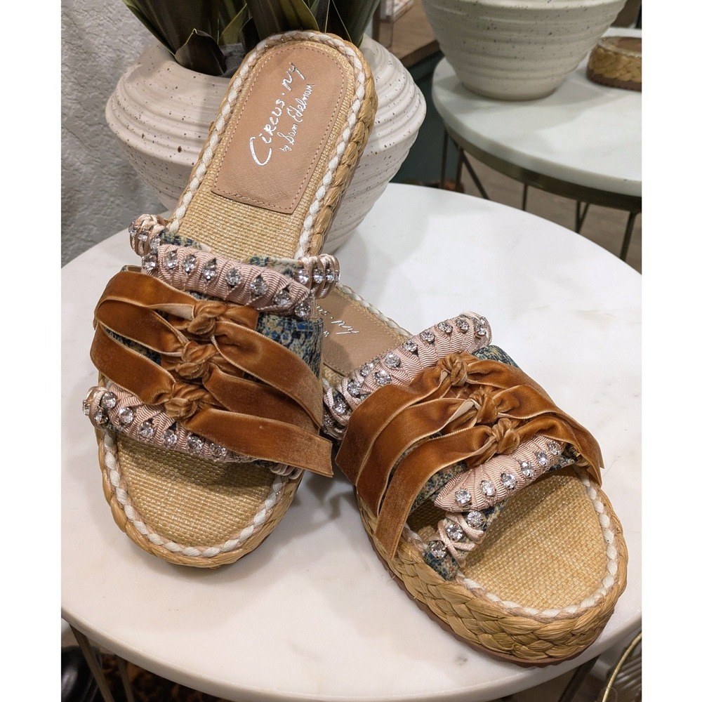 Circus by Sam Edelman Irie Platform Slide Sandals Womens 9 Brown Velvet Boho
